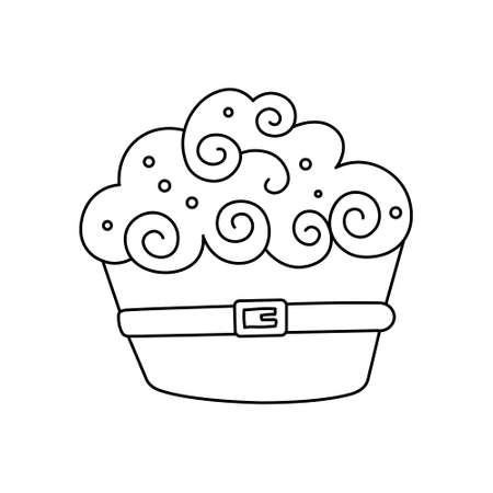 Happy Saint Patricks Day Cupcake. Vector illustration in doodle style isolated on background. Drawing for design, postcard, decor, poster, sticker. Celebration cupcakes.のイラスト素材