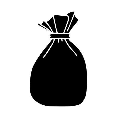Tied pouch bag or sack. money bag silhouette. Vector icon for apps and websites.のイラスト素材