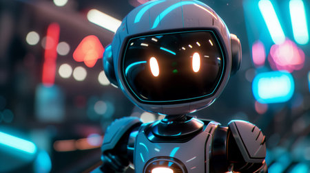 Small cute robot. Cartoon character.