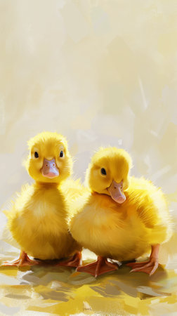 Illustration of yellow ducklings. Adorable of yellow ducklings standing together. watercolor. Easter spring. Happy Easter. illustration baby yellow ducklingsの写真素材