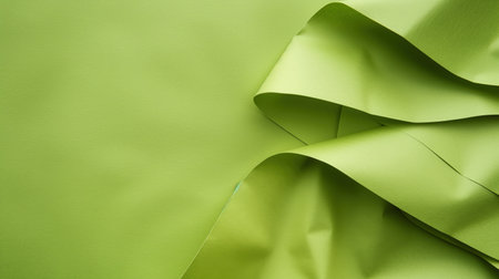 Green paper curves. Minimalist design backgrounds. Light green paper background ,close up ,top view. Close-up of green paper sheets creating abstract patterns and textures suitable for background or wallpaper designs for creative projects and presentations.の写真素材