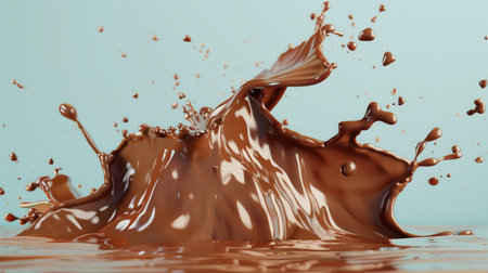 milk and chocolate splash. smooth abstract shapes, 3d rendering, 3d illustration, 3d realistic. A dynamic splash of milk and chocolate, capturing the essence of indulgence. Ideal for culinary arts, advertising luxury confections, or evoking the joy of sweet treats.の写真素材