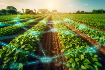 5G transforming agriculture: Smart farming for a sustainable future. Generative AI.の素材