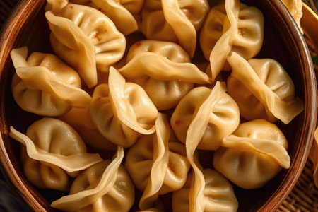 Manti, a time-honored Asian dish, stands as a testament to the enduring legacy of Asian cuisines and their role in shaping cultural identities. Generative AI.の素材