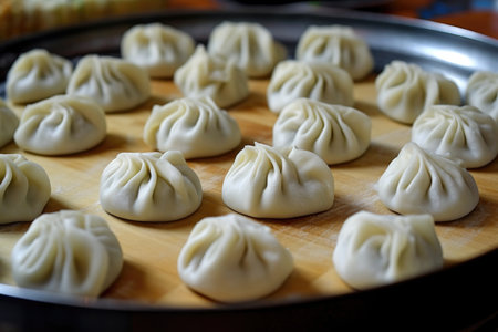Asian-style manti, a time-honored delicacy, reflects the rich culinary tapestry and cultural diversity of Asian communities. Generative AI.の素材