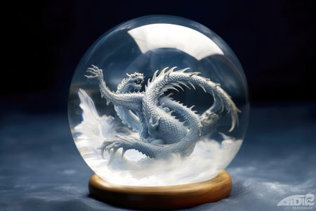 Dragon in a glass ball. Symbol of the New Year and Christmasの素材