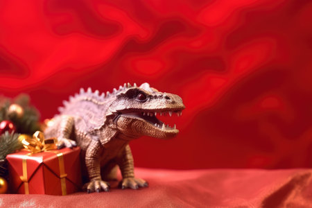 Dragon on a red background. Symbol of the New Year. copy spaceの素材