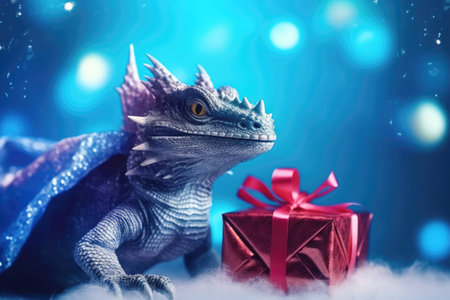 The dragon is on a blue background. Symbol of the New Yearの素材