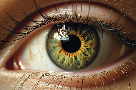 A close-up of a woman's eye. Generative AI.の素材