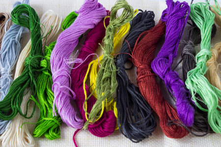A set of multicolored threads for embroidery in a heap. Needlework concept.の写真素材