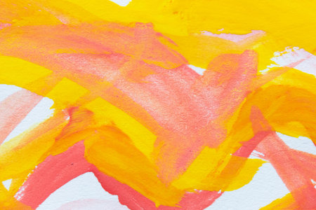 Abstract yellow-orange background made in gouache on paper. template for design.の写真素材
