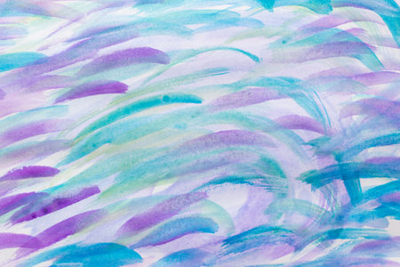 The background is made of watercolor paints in purple, blue and turquoise colors. abstract art.の写真素材