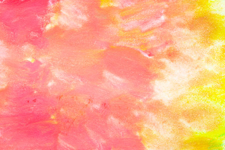 Abstract art made in watercolor. Scenic background for yellow, orange and magenta designs.の写真素材