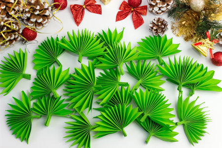 Christmas wreath made of colored paper. DIY concept. Handmade at home. step by step instruction. Step 19の写真素材