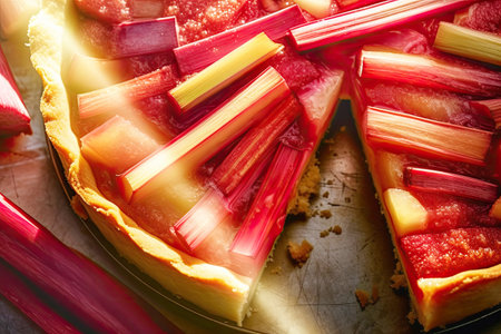 Tart with rhubarb and cheddar cheese.の素材