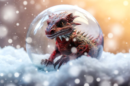 Dragon in the crystal sphere. Symbol of the New Year and Christmas.の素材