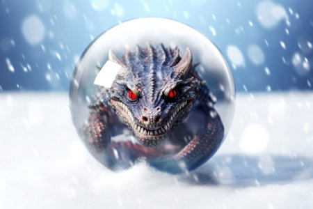 Dragon in the crystal sphere. The concept of the New Year and Christmas.の素材