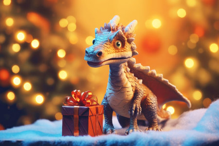 Dragon with a gift box. Symbol of the New Year.の素材