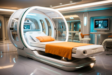 Futuristic operating room: advancing surgical capabilities and precision.の素材