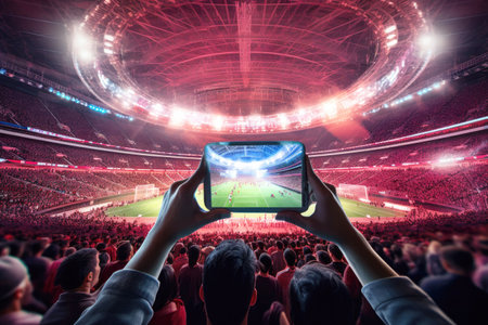 Soccer spectacle on screen: 5g filming.の素材