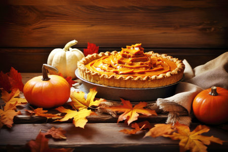Homemade pumpkin cake for Thanksgiving.の素材