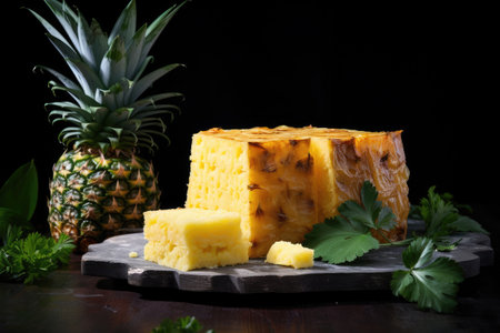 Decorative pineapple cake: bakery treat.の素材