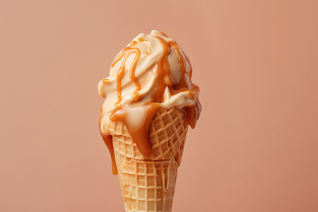 Frozen perfection: caramel ice cream.の素材