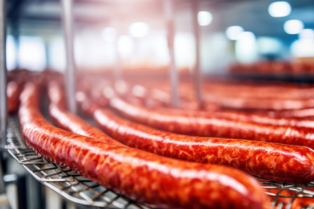 Flavorful sausage assembly line: industrial craftsmanship.の素材