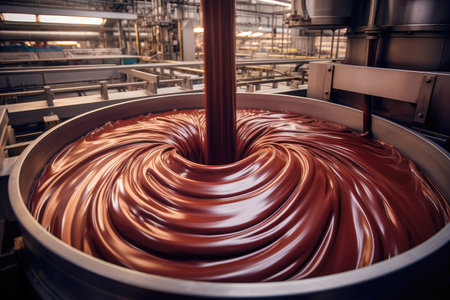 Chocolate production at work close up.の素材