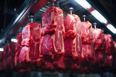 Raw meat manufacturing: inside the meat processing plant.の素材