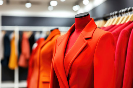 Mannequin in female red coat in store showroom.の素材