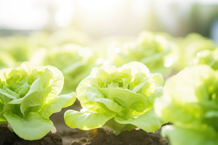 Cultivating nutrient rich lettuce leaves.の素材
