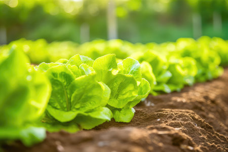 Bountiful harvest of fresh lettuce leaves.の素材