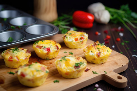 Quick and delicious vegetable egg cupcakes.の素材