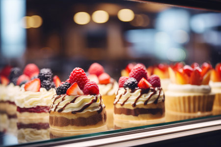 Berry cakes at the confectionery store.の素材