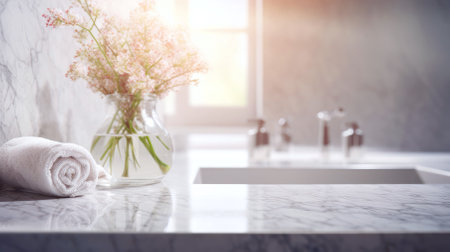Scandinavian design meets modern luxury in the bathroom with a washbasin.の素材