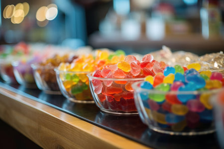 A multicolored array of tempting confections at the candy counter.の素材