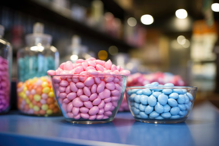 A vibrant showcase of tempting sweets at the candy counter.の素材