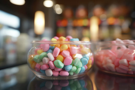 Sale of colorful candies in a confectionery.の素材