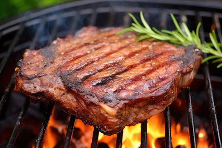 Sirloin steak with spices on the grill.の素材