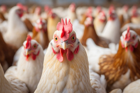 Chickens in the countryside portray the essence of livestock and agriculture.の素材