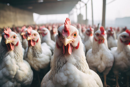 Countryside agriculture portrait: livestock farming with a poultry farmyard.の素材