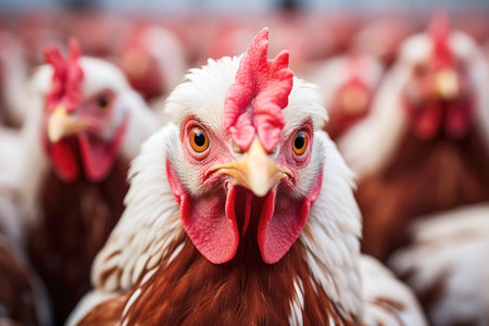 Chickens in the farmyard symbolize the concept of livestock and agriculture.の素材