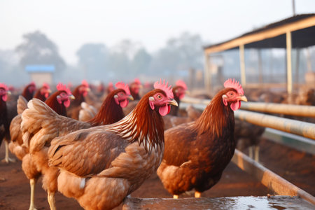 Countryside chicken coop, embracing natural livestock farming.の素材
