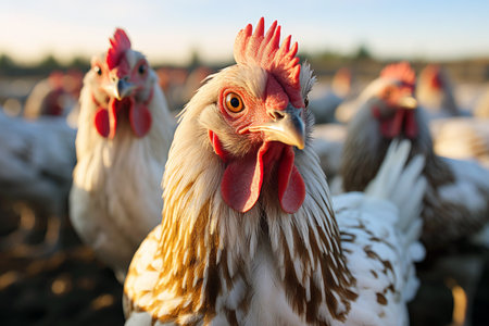 Lots of free range chickens.の素材