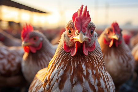Rural henhouse: agriculture and livestock farming integrated in a countryside setting.の素材