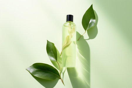 A refreshing shower gel for daily care on a green background.の素材