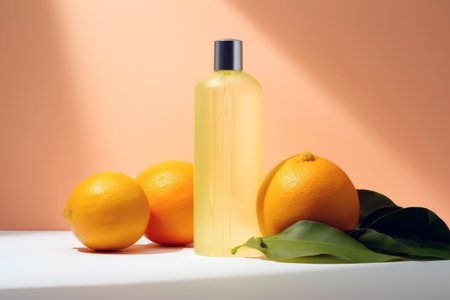 A bottle of orange scented shower gel for design.の素材