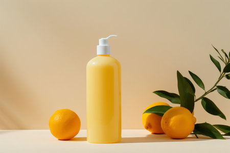 Citrus shower gel in a minimalist bottle, mock up.の素材