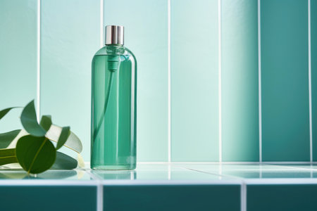 Close up of an shower gel bottle with copy space.の素材